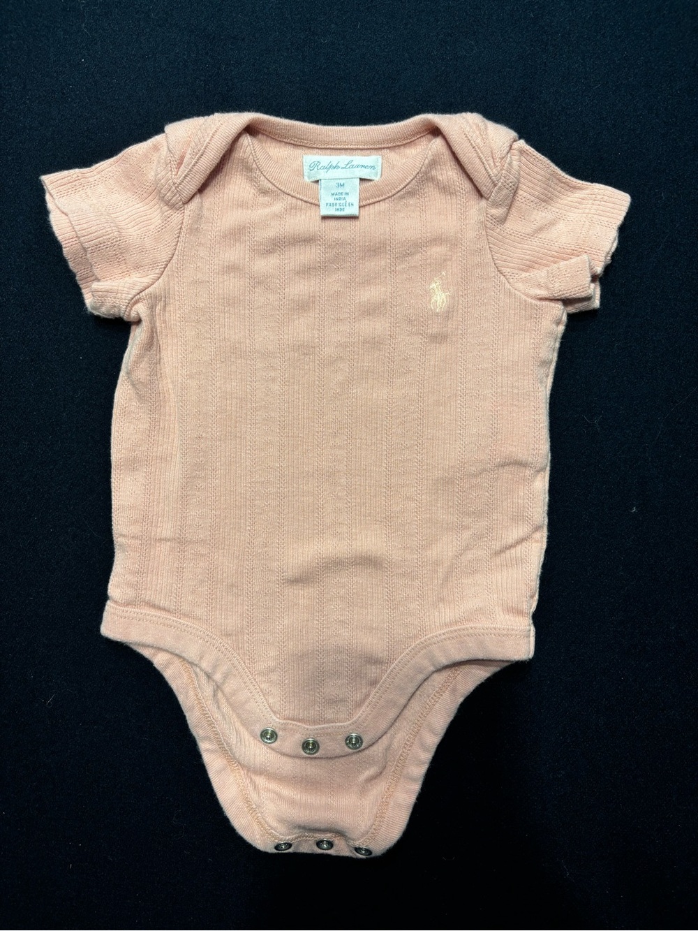 Ralph Lauren Pink Cotton Baby One-Piece - 0-3M